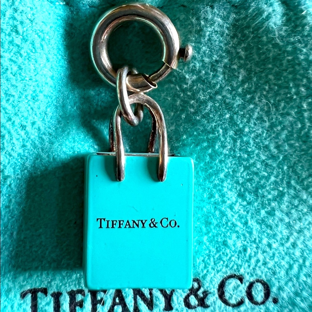Iconic Authentic Tiffany & Co Sterling over Enamel Charm with .925 Clasp Ring!